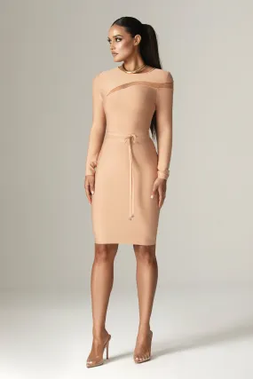 Ariana Cut Out Bandage Midi Dress (Nude)