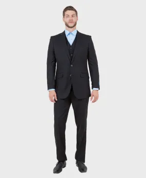 Black Wool Modern Fit 3 Piece Suit