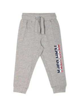 Boys Drawstring Waist Brand Print Joggers