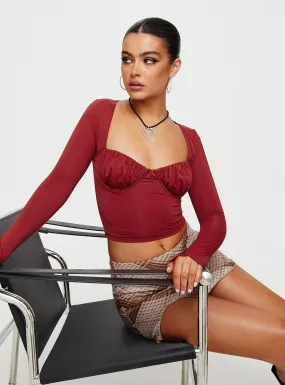 Candyce Long Sleeve Top Burgundy