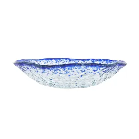 Cobalt Blue Rim Glass Bowl, 17.5cm