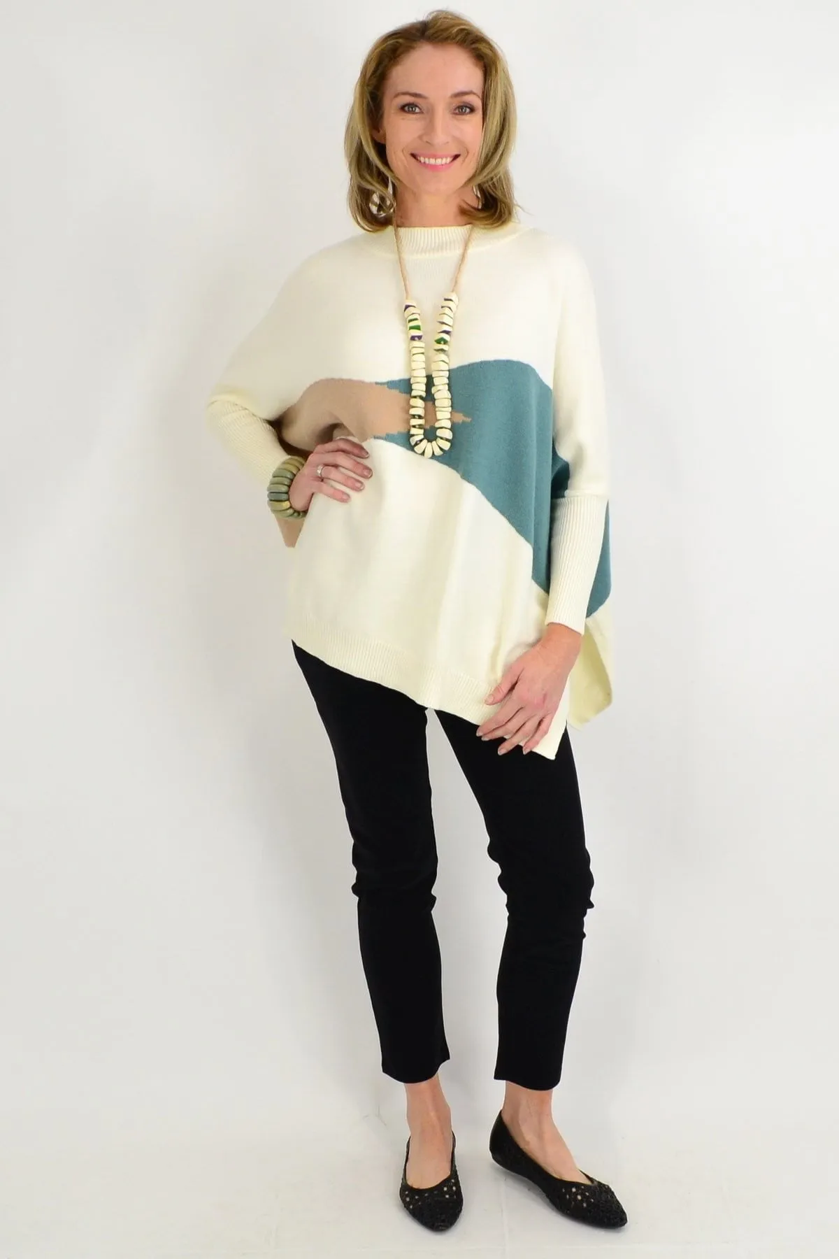 Cream Weekend Crew Neck Knit Tunic Jumper