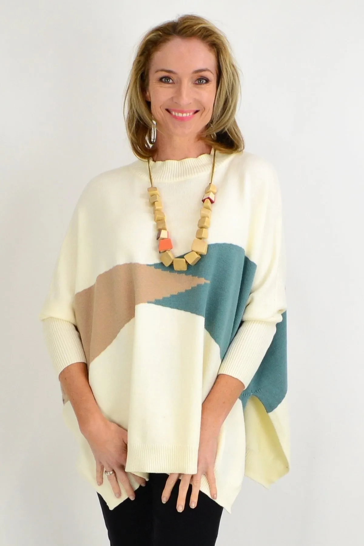 Cream Weekend Crew Neck Knit Tunic Jumper