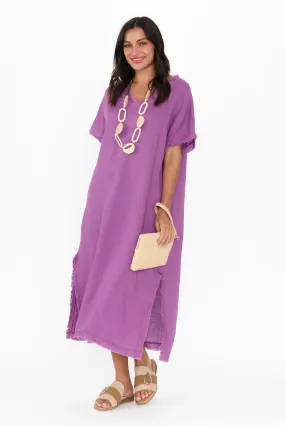 Darlene Purple Frayed Midi Dress