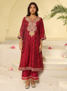 Fuchsia Embroidered Kurta Set