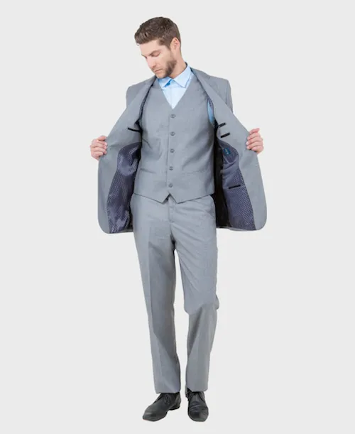 Grey Wool Modern Fit 3 Piece Suit