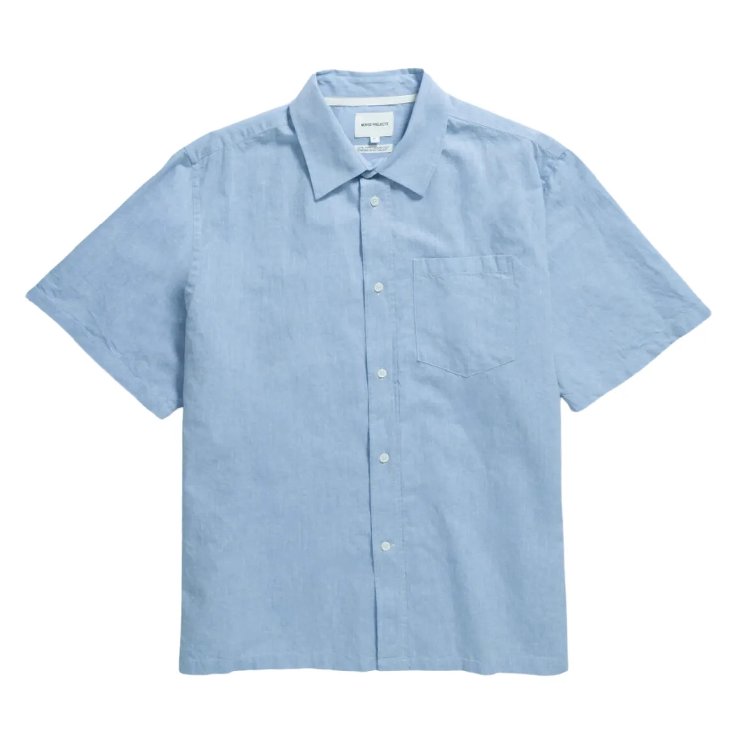 Ivan Relaxed Cotton Linen SS Shirt - Pale Blue