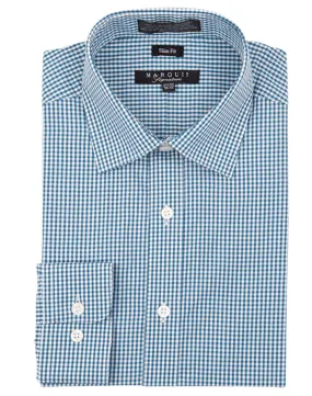 Marquis Checkered Slim Fit Dress Shirt - Teal