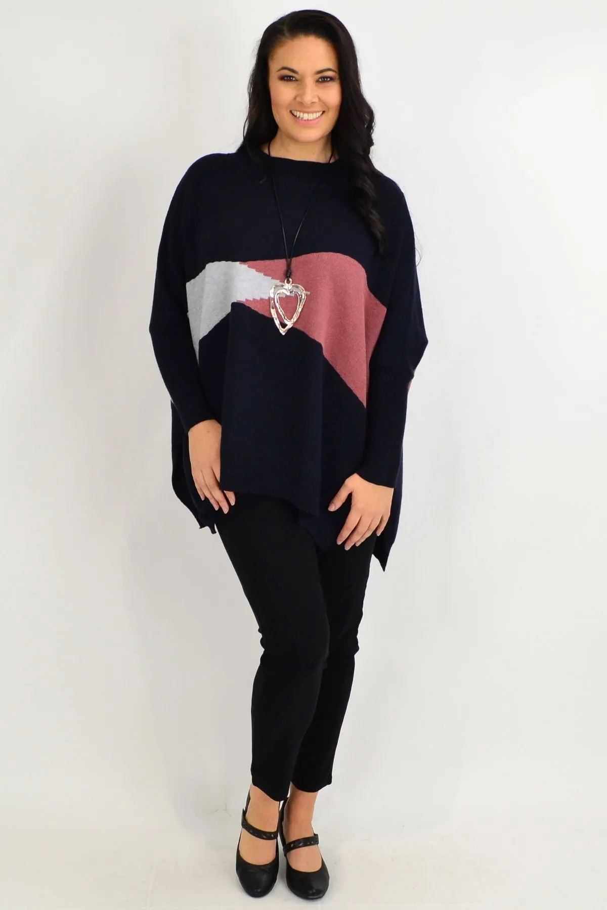 Navy Weekend Crew Neck Knit Tunic Jumper