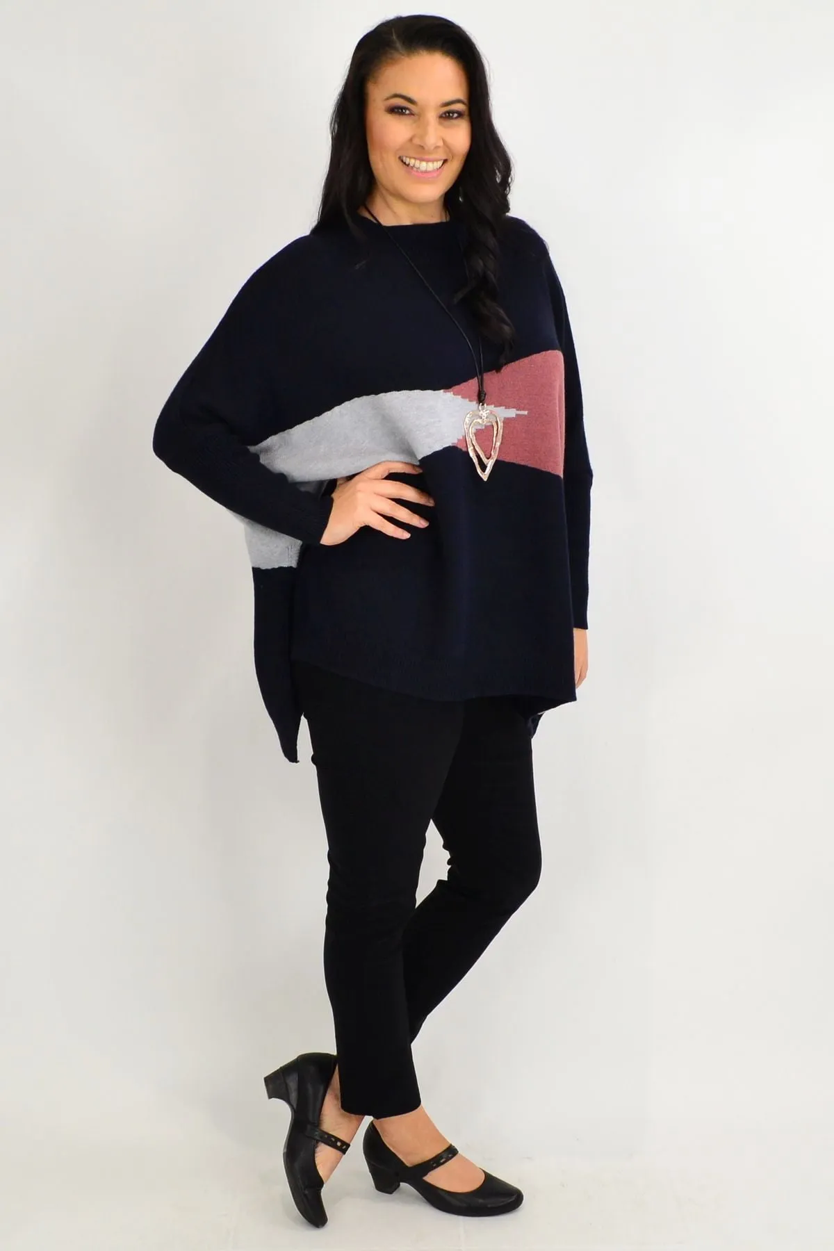 Navy Weekend Crew Neck Knit Tunic Jumper