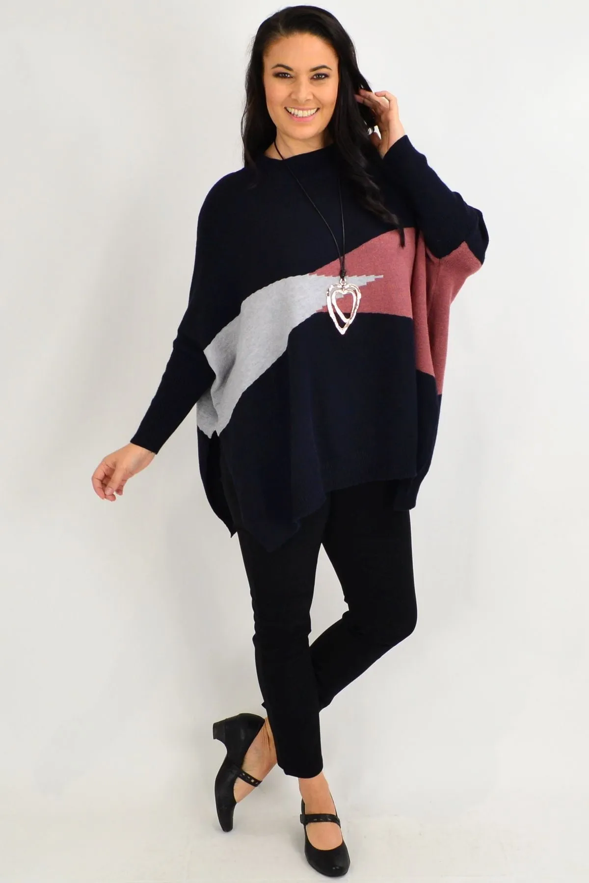 Navy Weekend Crew Neck Knit Tunic Jumper