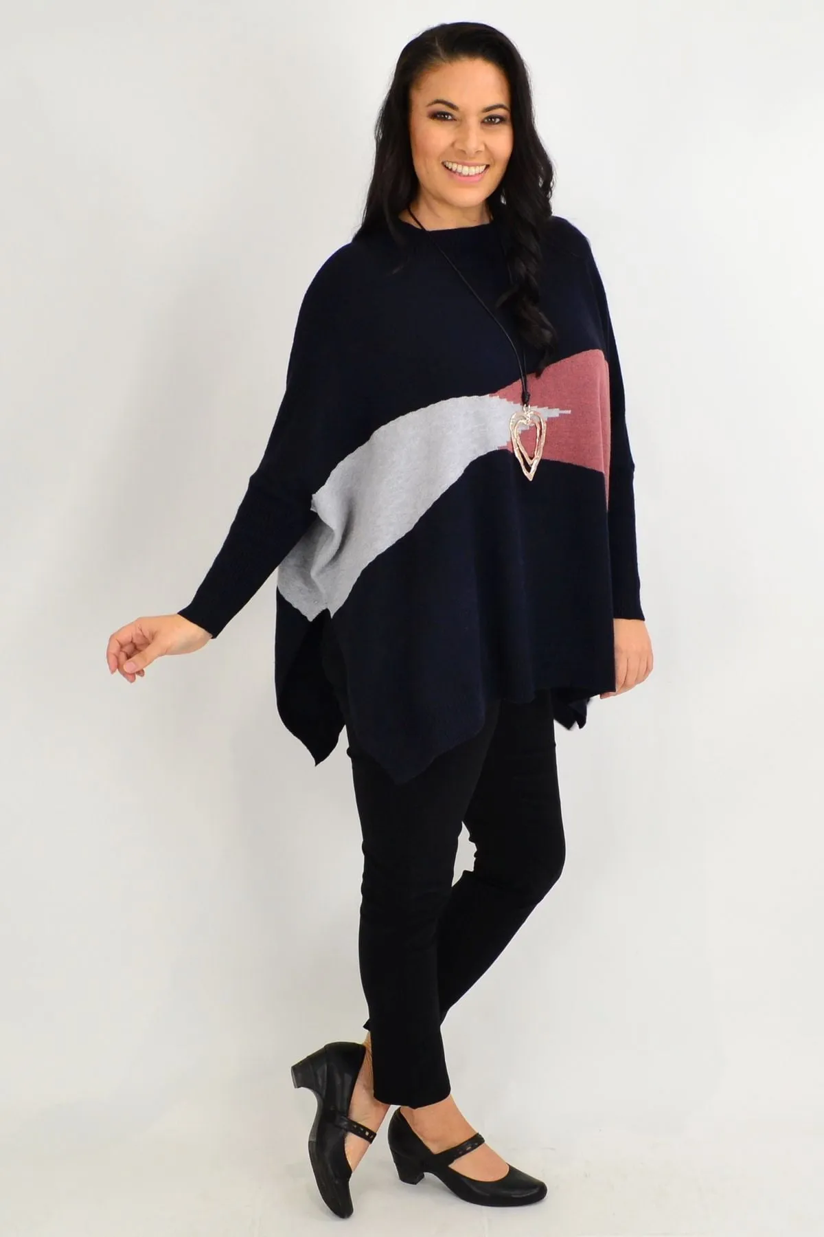 Navy Weekend Crew Neck Knit Tunic Jumper