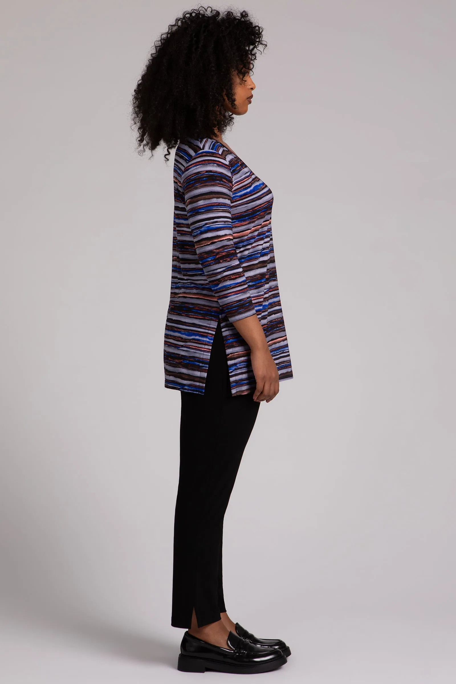 Nu Ideal V-Neck Tunic Plus | Elemental Stripes