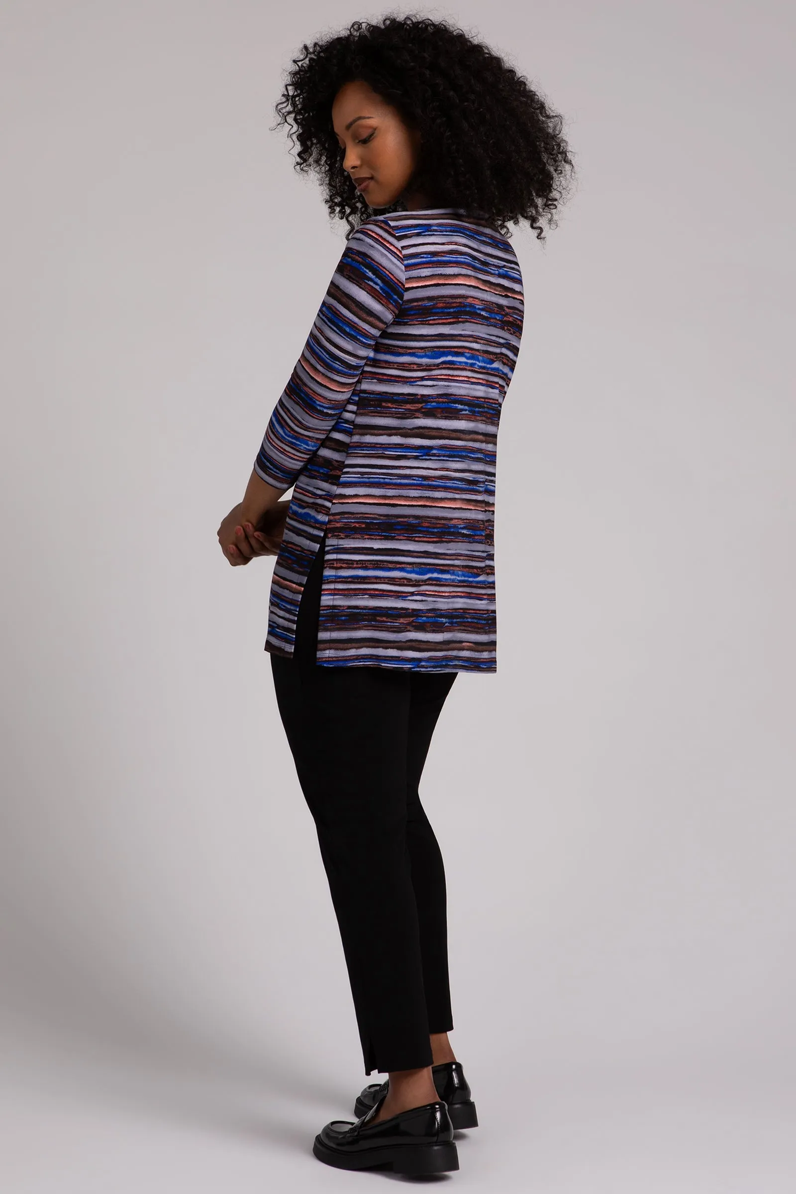 Nu Ideal V-Neck Tunic Plus | Elemental Stripes