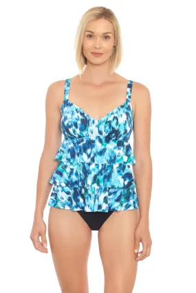 Penbrooke Rain Dance Ttriple Tier Tankini, Navy Multi (5551413)