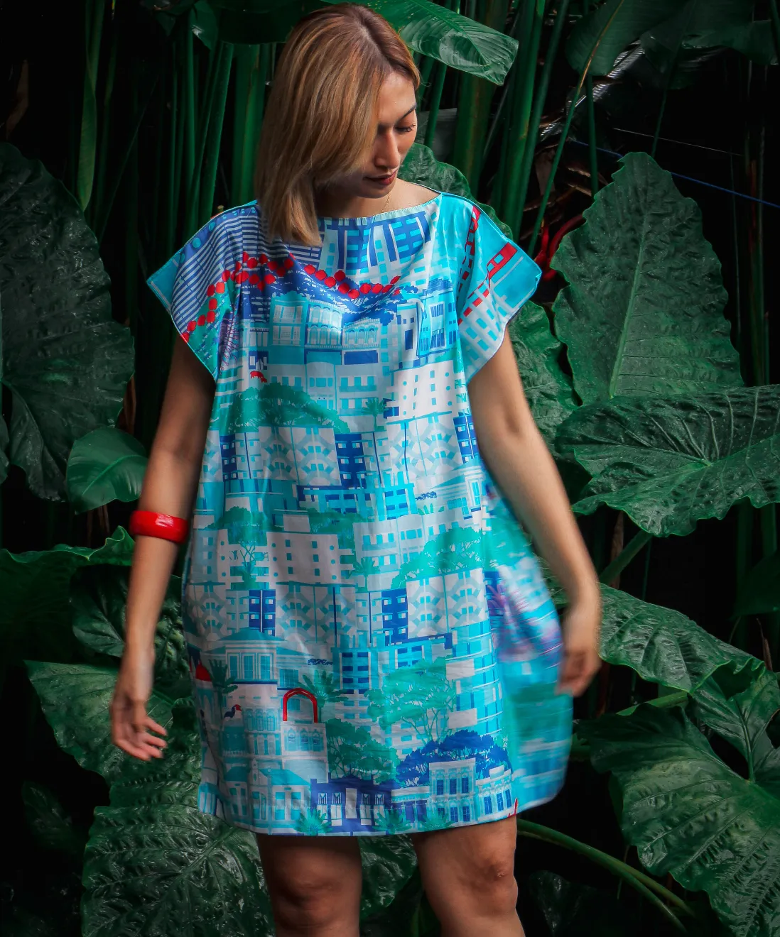 Silk Kaftan - City in Garden