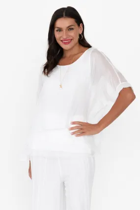 Talia White Silk Layer Top