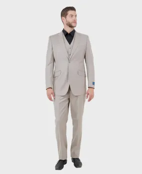 Tan Wool Modern Fit 3 Piece Suit