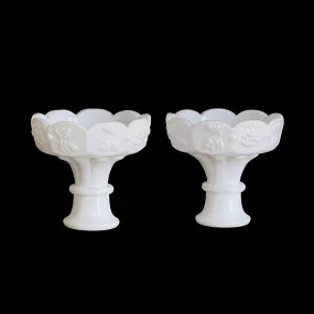 Westmoreland White Milk Glass Candlesticks, Grapes and Leaves