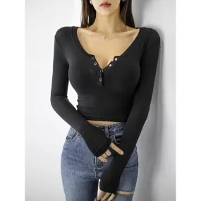 Women Slim V-neck Tops